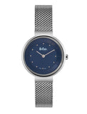 LEE COOPER -STAINLESS STEEL, BLUE DIAL WITH SILVER MESH BRACELET, WATER RESISTANT 3 ATM