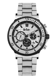 LEE COOPER -MEN WATCH, WHITE DIAL WITH SILVER METAL BRACELET, WATER RESISTANT 3 ATM