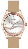 LEE COOPER - LADIES WATCH WHITE AND ROSE GOLD DIAL WITH NUDE LEATHER BAND WATER RESISTANT 3ATM