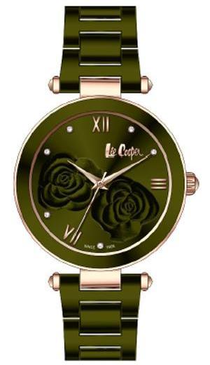 LEE COOPER - STAINLESS STEEL, PLATED ROSE GOLD AND DARK GREEN, SMALL CASE