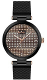 LEE COOPER -LADIES WATCH ROSE GOLD AND CZS ON DIAL WITH BLACK MESH BAND WATER RESISTANT 3 ATM
