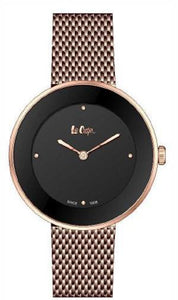 LEE COOPER - LADIES WATCH WHITE AND ROSE GOLD DIAL WITH NUDE LEATHER BAND WATER RESISTANT 3ATM