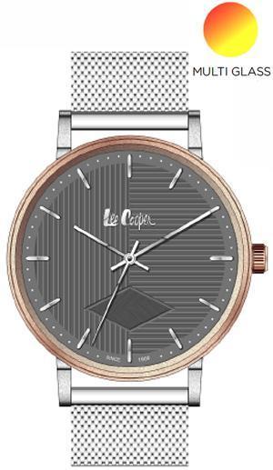 LEE COOPER -STAINLESS STEEL, MESH BAND WITH STEEL AND ROSE GOLD CASE, HOLOGRAPHIC DIAL