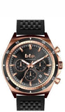 LEE COOPER -DARK GREY, ROSE GOLD AND BLACK DIAL, BLACK RUBBER BAND WATER RESISTANT 3 ATM