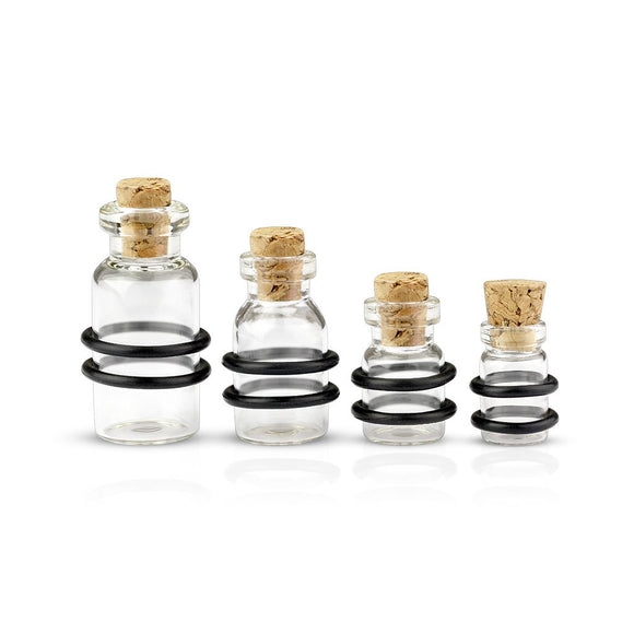 Clear Cork Bottle Glass Plugs Stasher (PAIR)