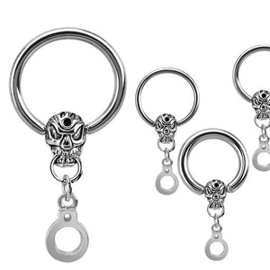 Skull and Handcuff Dangle  316L Surgical Stainless Steel CBR Ring