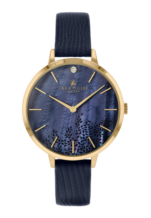 Sara Miller The Diamond Collection Watch – Navy Leather Watch