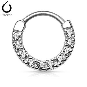 CZ Paved Round Top 316L Surgical Steel Septum Clicker